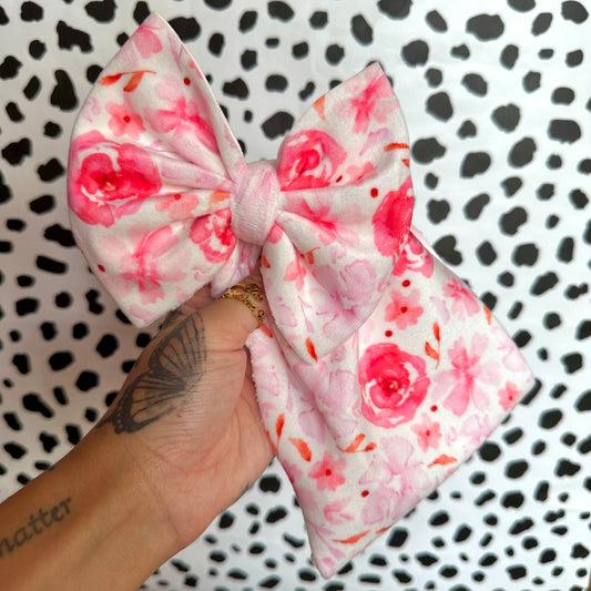 white floral velvet bows