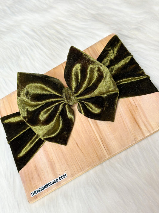 olive crushed velvet bows