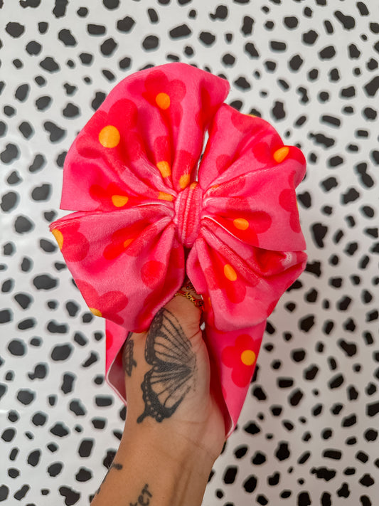 pink flower velvet bows