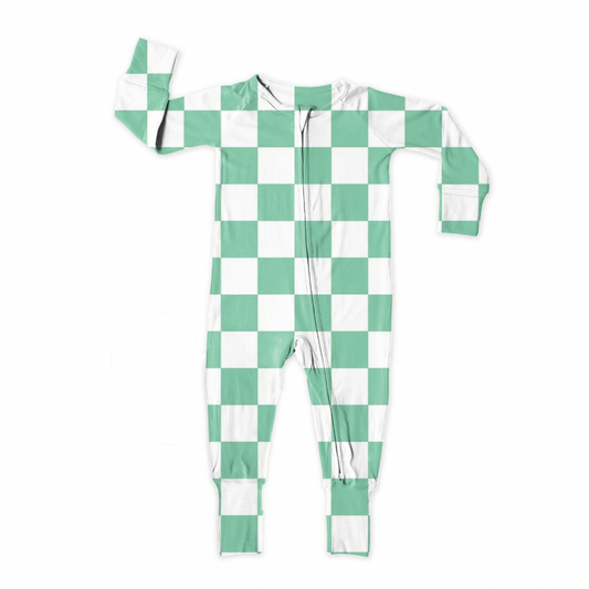 green checkered zipper sleeper