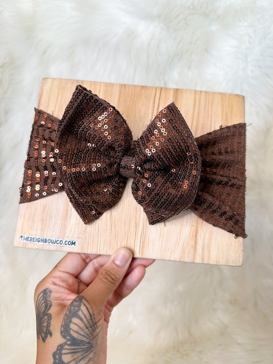 brown sequin bows