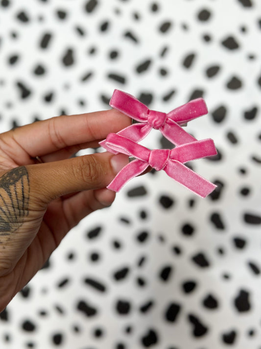 mini pink velvet ribbon bows