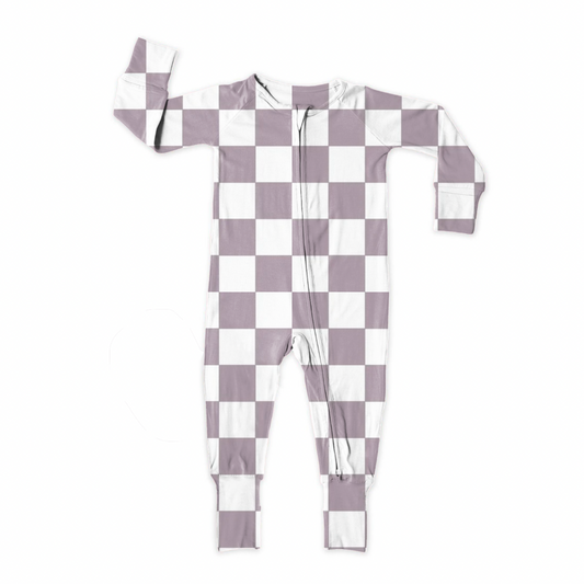 purple checkered zipper sleeper