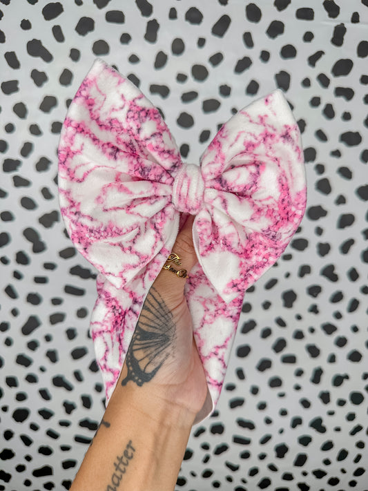 light pink sugar marble velvet bows