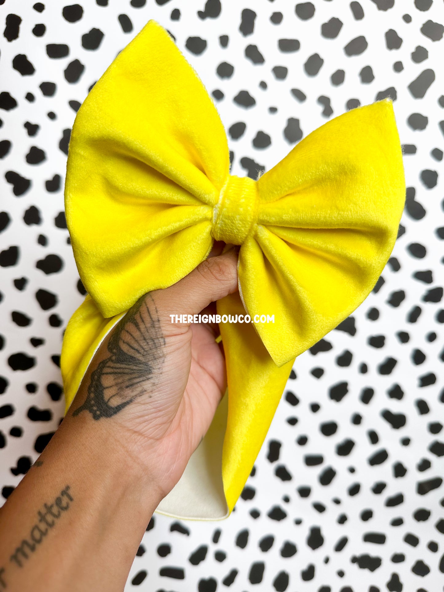 yellow velvet bows