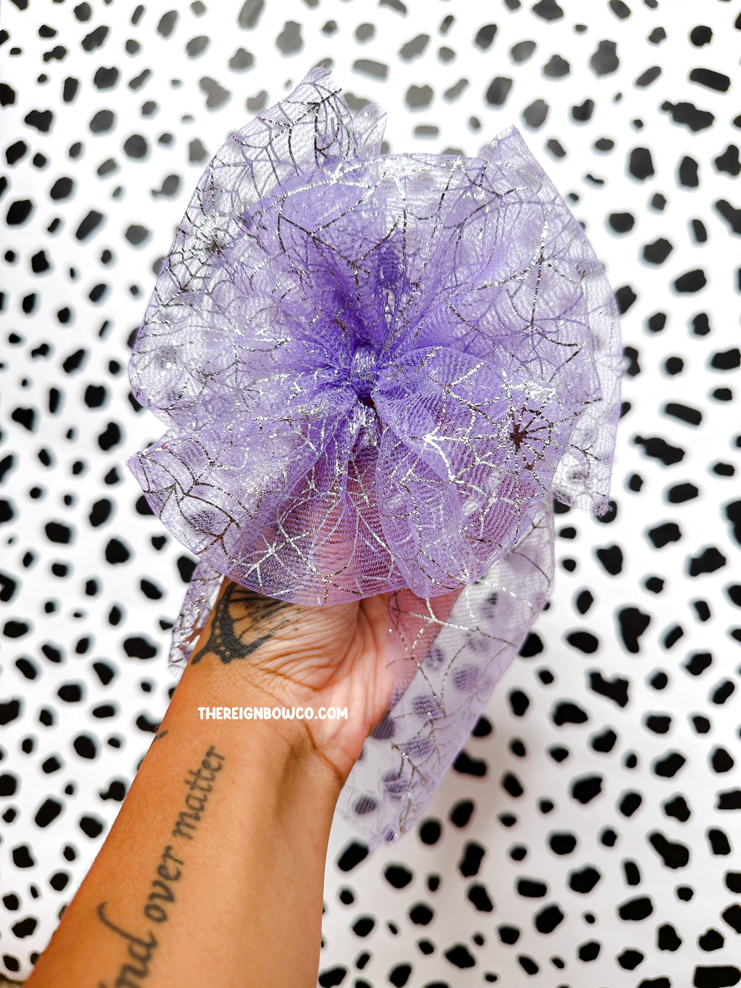 purple spider web mesh halloween bows