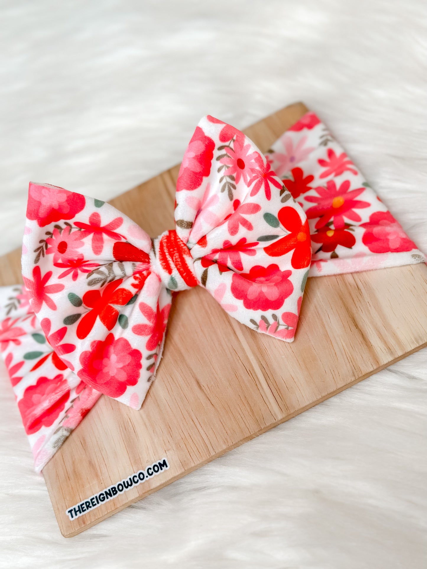 red & pink floral velvet bows